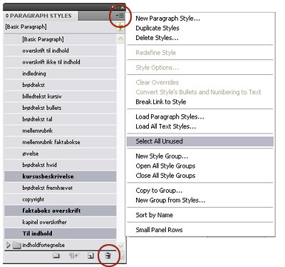 paragraph styles