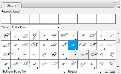 indesigns-glyphs-panel