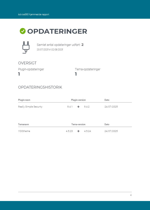Opdateringer Wordpress opdateringer